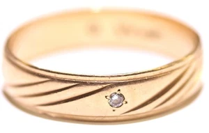 Fede nuziale oro giallo 14 carati tondo 0,08 ct diamante SI1 H 4,3 g misura 12 uomo 5,5 mm - Foto 1 di 10