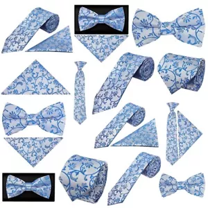 Royalblau Blumenmuster klassische dünne Herren Jungen Hochzeit formelle Seite Bräutigamfliege - Bild 1 von 42