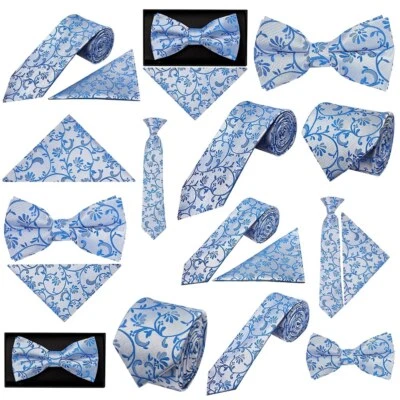 Royal Blue Floral Classic Skinny Mens Boys Wedding Formal Page Groom's Bow Tie's