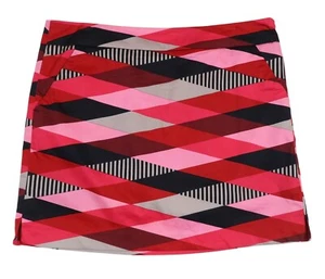 LOUDMOUTH LADIES Fore Shades of Red Classic Golf Skort 12 Geometric Colorful - Picture 1 of 8