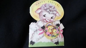 Tarjeta de Pascua vintage de cordero c. década de 1940 artesanía de óxido - Imagen 1 de 4