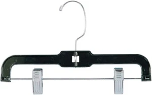Hangers Children's 11" Pants Skirt 100 Black Plastic Swivel Clothes Metal Clips - Picture 1 of 3