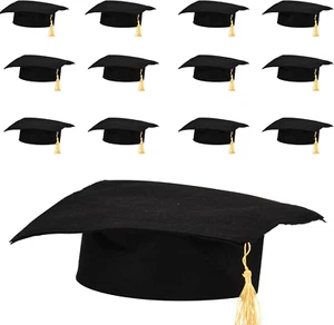 Kindergarten Black Graduation Caps W/Gold Tassel, Preschool Graduation Cap for B - Picture 1 of 12