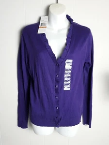 Kenneth Cole Reaction Grape Ruffled Cardigan Womens Size Small NEW - Picture 1 of 6