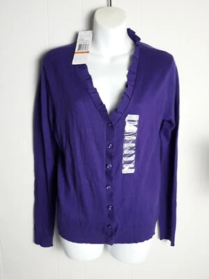 Cárdigan Kenneth Cole Reaction Uva Volantes Mujer Talla Pequeña NUEVO Foto 1 de 4