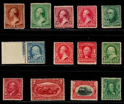 US #210//300 1883-1903 Singles Mostly Mint NG Lot of 12 Stamps (SCV $512) - Image 1 of 2