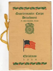 Menú cena de Navidad Quartermaster Corps Detachment Fort Sam Houston TX 1918 - Imagen 1 de 7