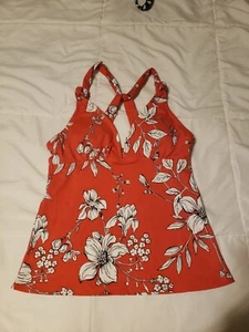 Womens Red White Floral Apt 9 Swim Top Size Small Tan Sun Bra - Picture 1 of 4