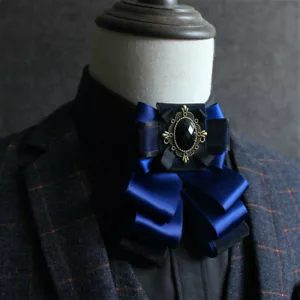 Men Shiny Satin Crystal Pre Tied Bow Ties Adjustable Rhinestone Wedding Prom New - Picture 1 of 14