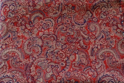 Vintage Red Blue Paisley Heavy woven Cotton Upholstry fabric 34 x 45" - Image 1 of 4