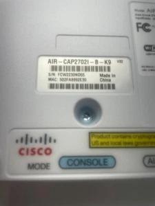 Cisco AIR-CAP2702I-B-K9 Aironet 2700 Series Wireless Access Point PoE - Picture 1 of 8