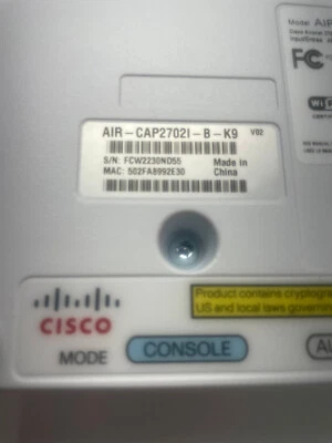 Cisco AIR-CAP2702I-B-K9 Aironet 2700 Series Wireless Access Point PoE - Image 1 of 4