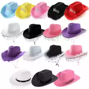 COWBOY HATS COWGIRL WESTERN WILD WEST FANCY DRESS HEN STAG CONCERT WOMEN LOT - Picture 1 of 40