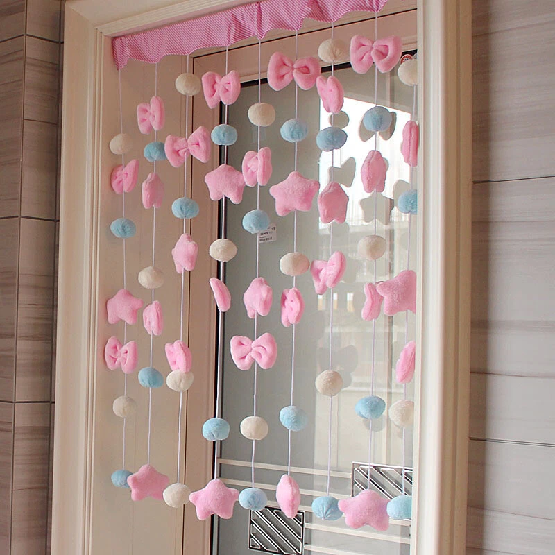 Dulce mullido felpa ventana puerta cortina rosa lindo festival decoración del hogar Foto 1 de 4