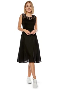 Z5055-K6-SW) ABITO DONNA COCKTAIL MATRIMONIO FESTA SERA NERO PIZZO TG 36 (S) - Foto 1 di 3