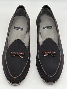 Stuart Weitzman size 5.5 M Black and "Tortoise Shell" Tiny Bow Slip on Loafers - Picture 1 of 6
