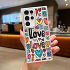 Case For Samsung S23 S22 S21 Ultra A54 A53 A34 Love Heart Clear Shockproof Cover