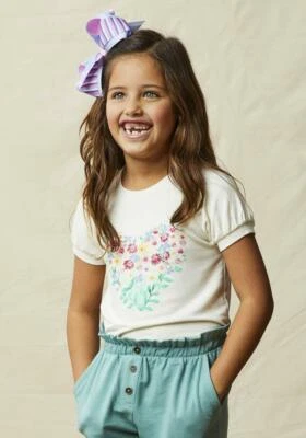 NWT Matilda Jane Enchanted Garden Garden Party Floral Heart-Print Tee Size 16 - Image 1 of 3