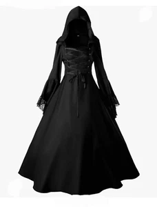 Damen Mittelalter Kapuzen Kleid Party Hochzeit Elfenkönigin Cosplay Kostüm, Größe XS - Bild 1 von 6