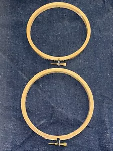2 Lot Of New 5” Inch Wooden Round Hoop Cross Stitch Embroidery Needlepoint Screw - Picture 1 of 6