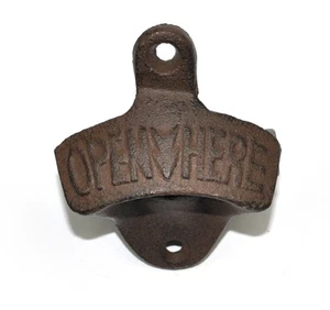 Abridor de botellas de pared estilo óxido OPEN HERE montaje en pared abridor abridor de botellas - Imagen 1 de 5