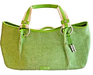 Elaine Turner Danielle Bag Travel Large Straw with Clutch EUC Kelly Preppy - Picture 1 of 16