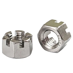 Écrous de château métriques A2 écrou hexagonal fendu en acier inoxydable M6 M8 M10 M12 M14 M16 - Photo 1/11