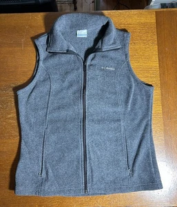 Columbia Fleece Jacket Vest Womens L Dark Gray Full Zip High Neck - Picture 1 of 6