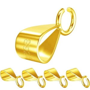 14K Gold Bügel für Anhänger Verschluss mit offener Schlaufe,925 Sterling Silber Schmuck... - Bild 1 von 6