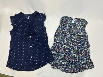 Blusa manga corta de lino azul marino antiguo talla 6-7 para niñas - Lote de 2 Foto 1 de 4