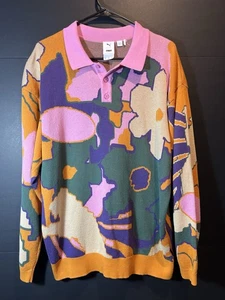 PUMA X P.A.M. COLLAB FLORAL PRINTED KNITTED POLO SHIRT MEN’S SIZE M LONG SLEEVE - Picture 1 of 10