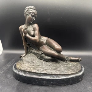 Mme Léon Bertaux ,Jugendstil Akt Statue ,Bronzefigur -H23U - Bild 1 von 14