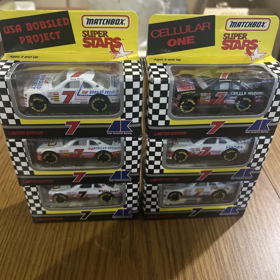1993 Jimmy Hensley Alan Kulwicki #7 Matchbox SuperStars 1/64 NASCAR Lot of 6 NEW - Image 1 of 4