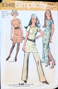 Simplicity Sewing Pattern 9348 Maxi Dress Tunic Pants Womens Size 10 Knit Fabric - Picture 1 of 4