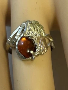 925 Sterling Silver Natural Amber Ring Size 6 - Picture 1 of 22