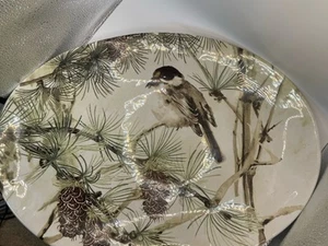 Pottery Barn Snow Pine Bird Serving Platter Large And Ceramic - Picture 1 of 6