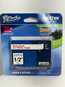 Brother P-Touch Beschriftungsgerät TZe Band TZe-232 rot Druck auf weißem Band 1/2" 12 mm - Bild 1 von 2
