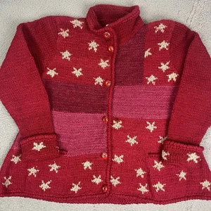 Vintage Yumi Disenos Y2K 90’s Fashion Hand Knit 100% Wool Stars Sweater S/M - Picture 1 of 12