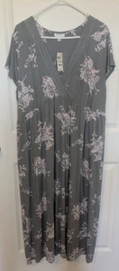 Neu mit Etikett Charter Club Intimates Damen grau Maxi Nachthemd XXL geworfen Paisley - Bild 1 von 14