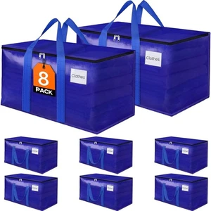 8 Pack Moving Storage Bags Heavy-Duty with Zippers and Reinforced Handles, Movin - Picture 1 of 7