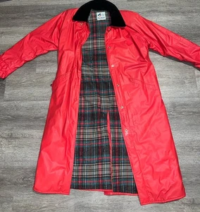 Misty Harbor Womens Size M Insulated Raincoat PVC Pink w/ Cotton Plaid Lining - Picture 1 of 12
