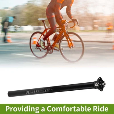 Tija de sillín con suspensión de bicicleta 27,2 x 400 mm asientos de fibra de carbono negro brillante Foto 1 de 4