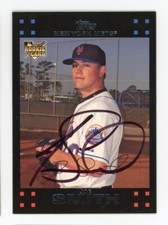 SIGNED BASEBALL CARD AUTO TOPPS 2007 JOE SMITH NEW YORK METS #639 ROOKIE RC