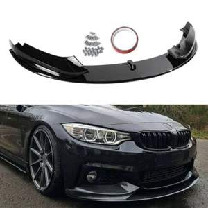 M PERFORMANCE FOR BMW 4 SERIES F32 F33 F36 GLOSS BLACK FRONT BUMPER SPLITTER LIP - Picture 1 of 16