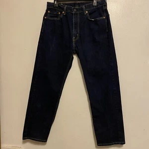 Jeans Levi's uomo taglia 36X30 lavaggio scuro 505 denim abbigliamento da lavoro rodeo cowboy - Foto 1 di 12