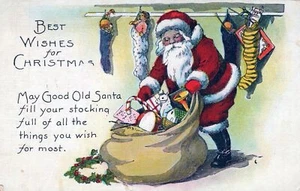 NATALE - Possa Buon Vecchio Babbo Natale Riempire la Calza Cartolina Completa - Foto 1 di 2