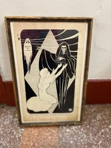 HOUSE OF HEYDENRYK FRAME GRIM REAPER ART NOUVEAU MANNER OF EDWARD ROBERT HUGHES - Picture 1 of 16