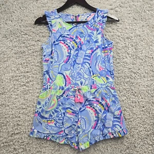 Lilly Pulitzer Romper Shorts Girls XL (12-14) Colorful Tassels Beach Tropical - Picture 1 of 15