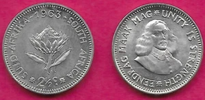 SOUTH AFRICA 2 1/2 CENTS 1963 UNC SUID AFRIKA-SOUTH AFRICA,ROYAL KING PROTEA,BUS - Picture 1 of 1