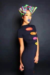 Rare 90s Long Lycra Dress – Contrast Back Detail | Deadstock | Sizes S & M - Picture 1 of 6